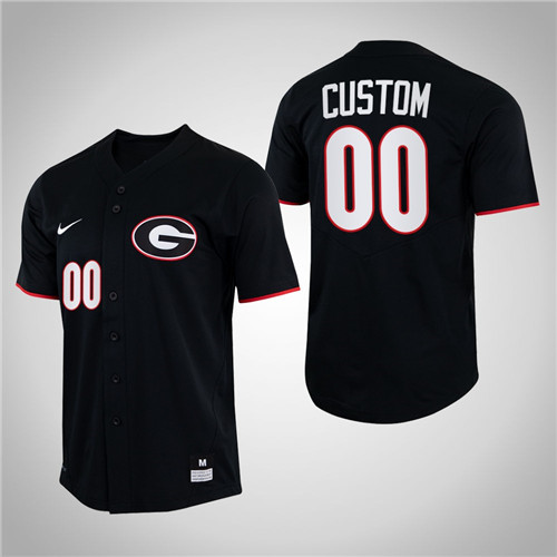 Georgia Bulldogs Custom Full-Button College Baseball Jersey Black