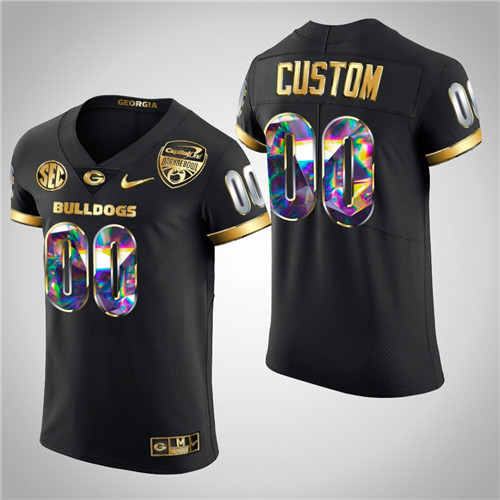 Georgia Bulldogs Custom Golden Diamond Edition 2021 Orange Bowl Jersey Black