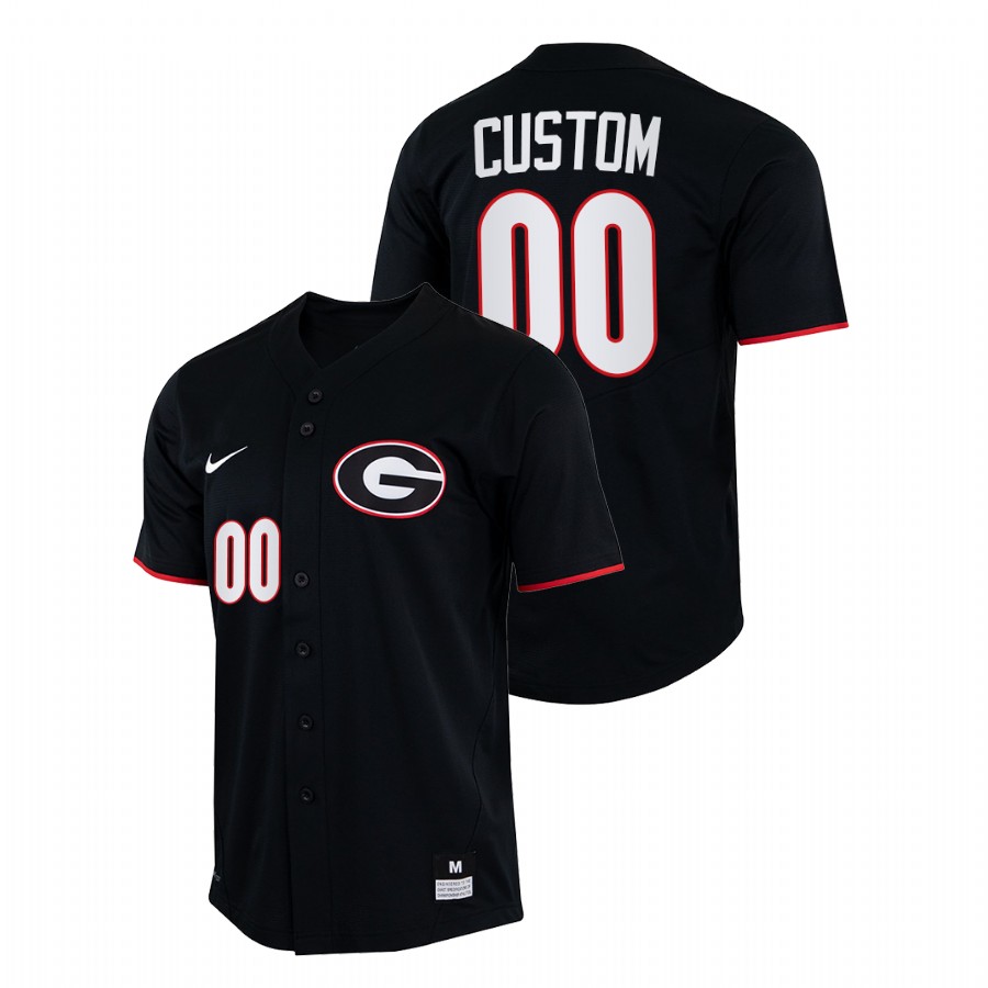 Georgia Bulldogs Custom Men Black College Baseball Full-Button Jersey
