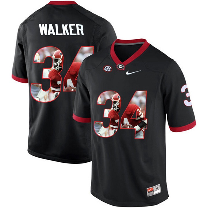 Georgia Bulldogs Herchel Walker Black Printing Player Portrait Football Jersey