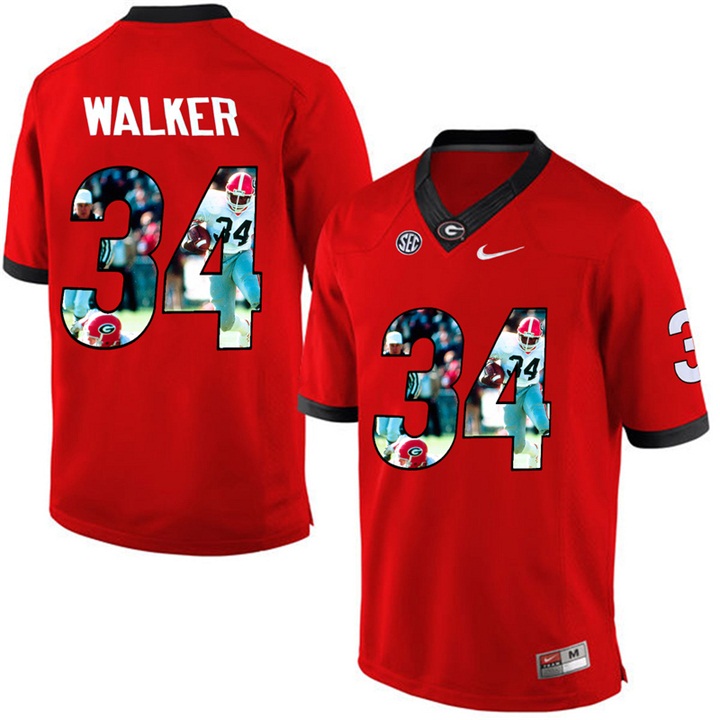 Georgia Bulldogs Herchel Walker Red Printing Player Portrait Football Jersey