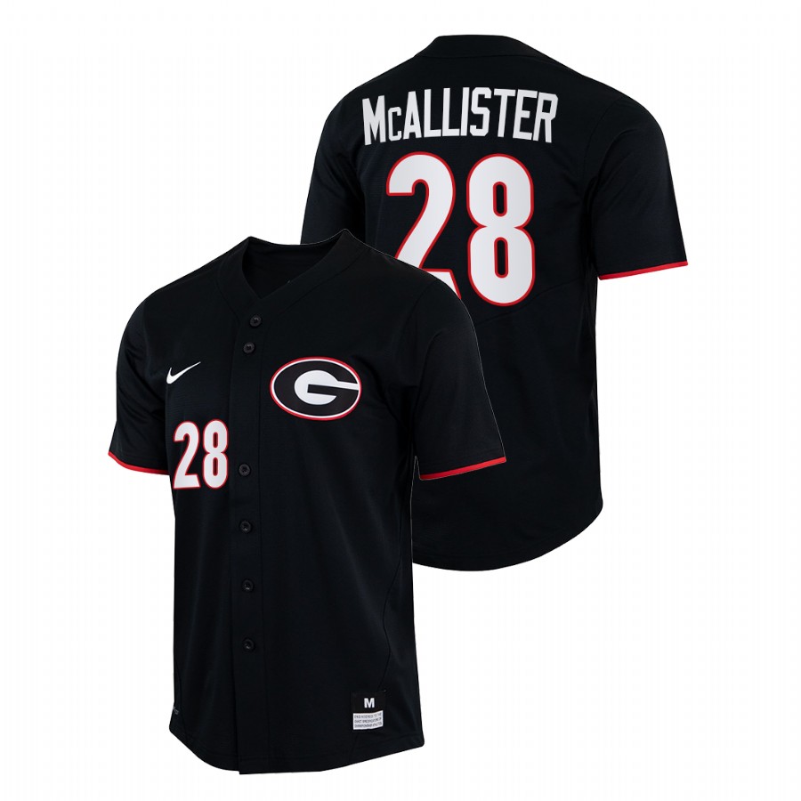 Georgia Bulldogs Joshua McAllister Men Black College Baseball Full-Button Jersey