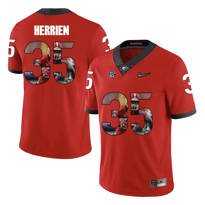 Georgia Bulldogs Red Brian Herrien College Football Portrait Jersey