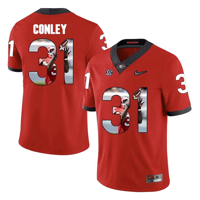 Georgia Bulldogs Red Chris Conley College Football Portrait Jersey
