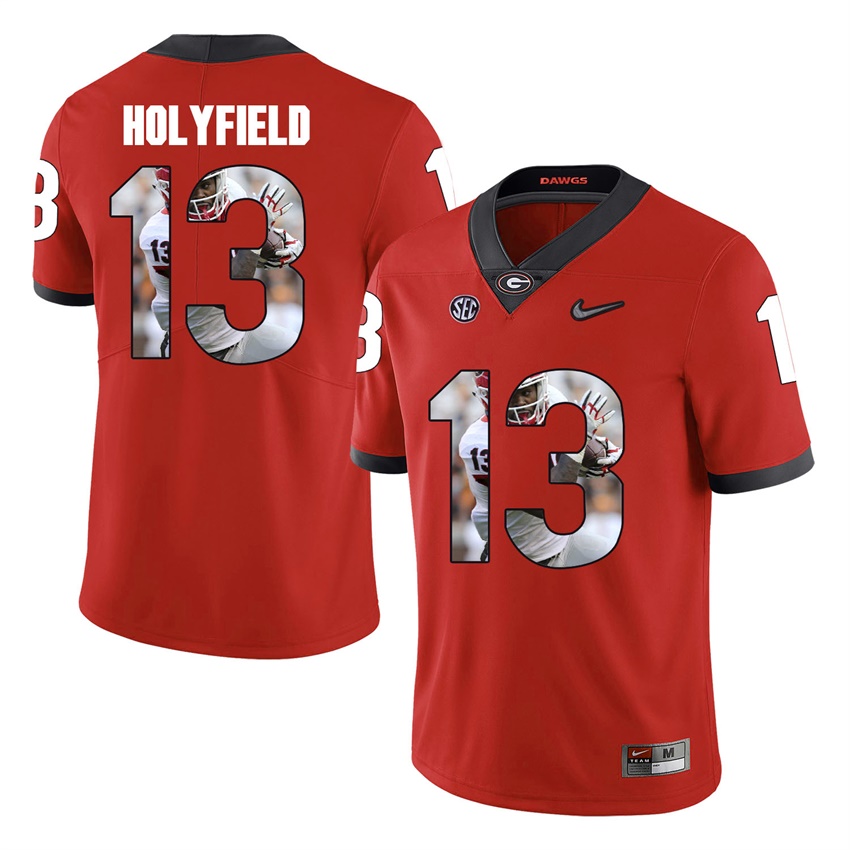 Georgia Bulldogs Red Elijah Holyfield College Football Portrait Jersey