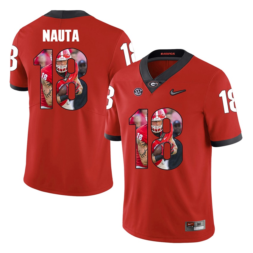 Georgia Bulldogs Red Isaac Nauta College Football Portrait Jersey