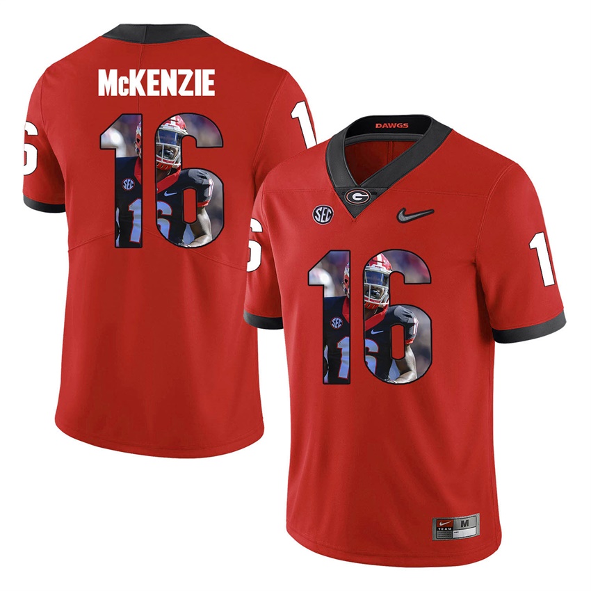 Georgia Bulldogs Red Isaiah McKenzie College Football Portrait Jersey