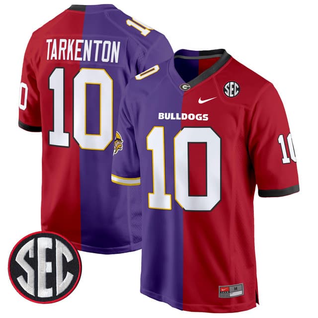 Georgia Bulldogs Split Game Jersey - All Stitched Fran Tarkenton