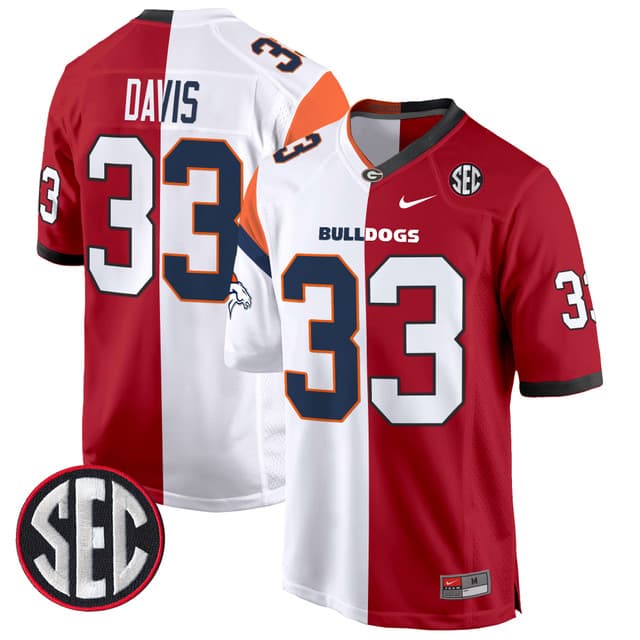 Georgia Bulldogs Split Game Jersey - All Stitched Terrell Davis