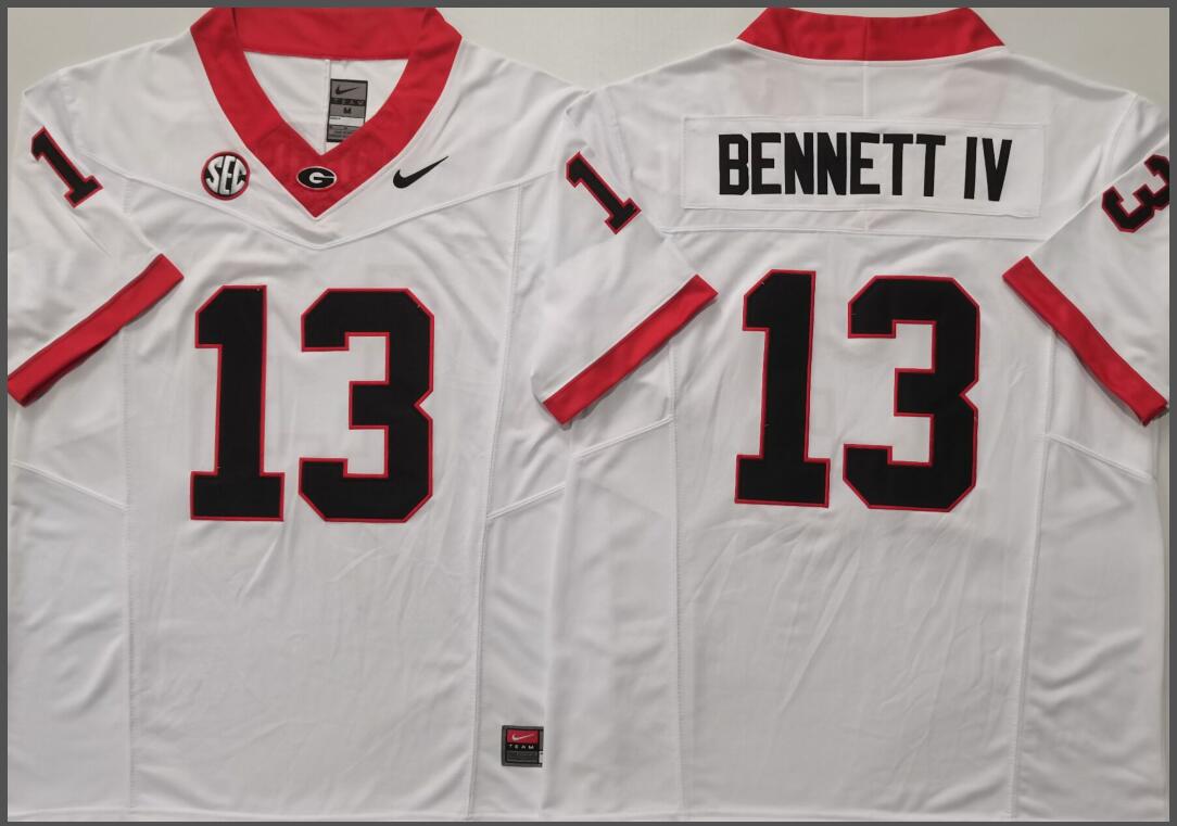 Georgia Bulldogs White #13 BENNETT IV Jersey