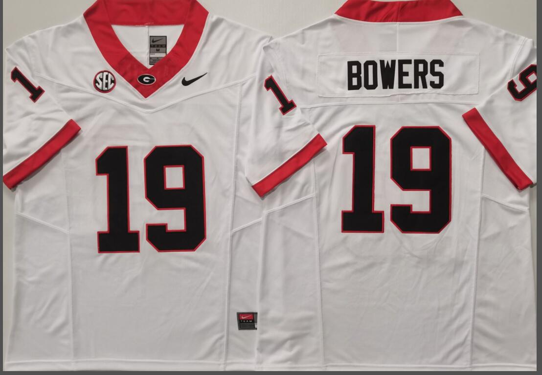 Georgia Bulldogs White #19 BOWERS Jersey