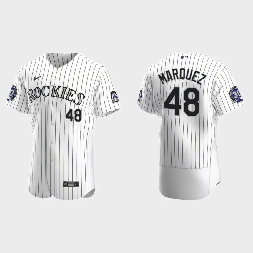 German Marquez Colorado Rockies 30th Anniversary Authentic Jersey – White Purple