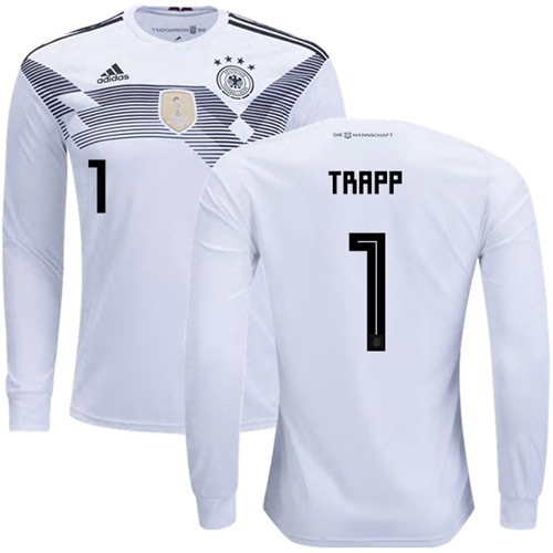 Germany #1 Trapp White Home Long Sleeves Soccer Country Jersey