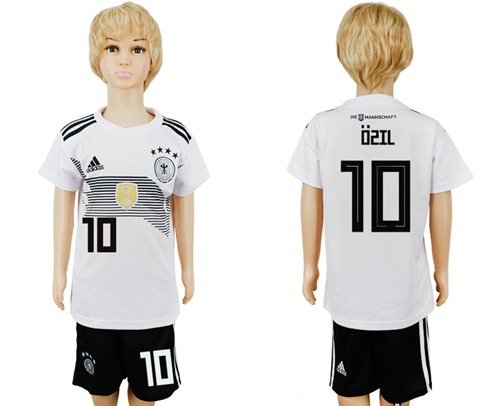 Germany #10 Ozil White Home Kid Soccer Country Jersey