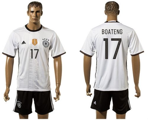 Germany #17 Boateng White Home Soccer Country Jersey