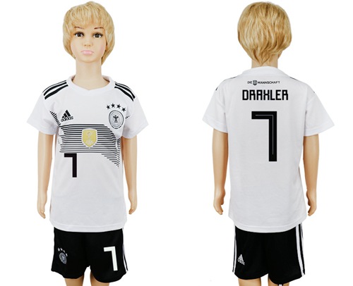 Germany #7 Draxler White Home Kid Soccer Country Jersey