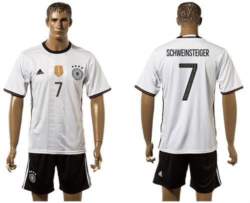 Germany #7 Schweinsteiger White Home Soccer Country