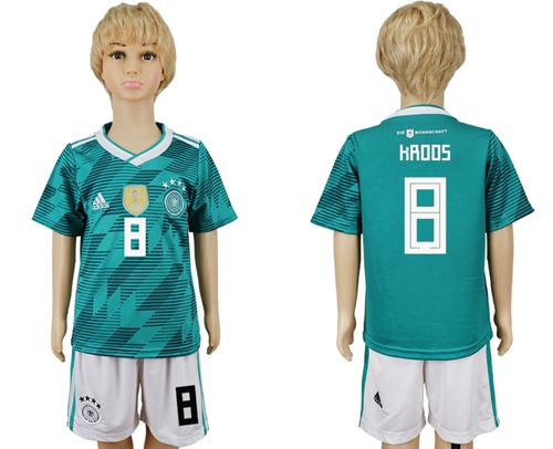 Germany #8 Kroos Away Kid Soccer Country Jersey
