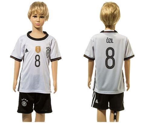 Germany #8 Ozil White Home Kid Soccer Country Jersey