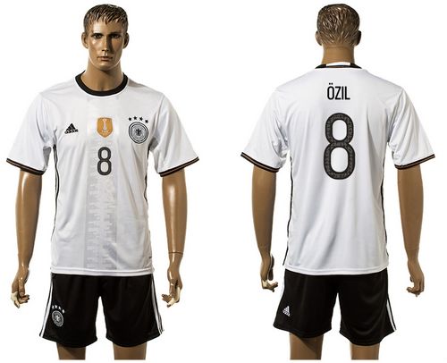 Germany #8 Ozil White Home Soccer Country Jersey