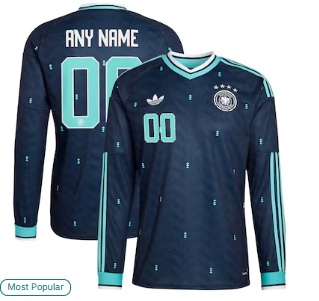 Germany National Team adidas 2026 Away Replica Long Sleeve Custom Jersey - Navy