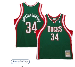 Giannis Antetokounmpo Milwaukee Bucks Mitchell & Ness 2013-14 Hardwood Classics Swingman Jersey - Hunter Green