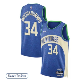 Giannis Antetokounmpo Milwaukee Bucks Nike Unisex 2023-24 Swingman Jersey - Blue - City Edition