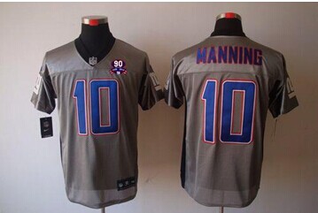 Giants #10 Eli Manning Grey Shadow With 1925-2014 Season Patch Jersey