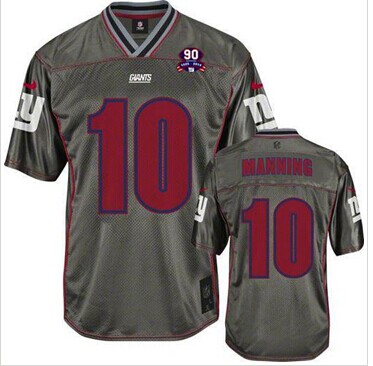 Giants #10 Eli Manning Grey With 1925-2014 Season Patch Vapor Jersey