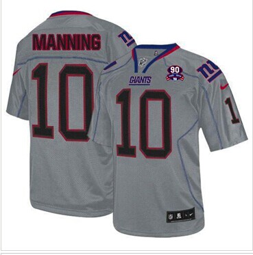 Giants #10 Eli Manning Lights Out Grey With 1925-2014 Season Patch Jersey