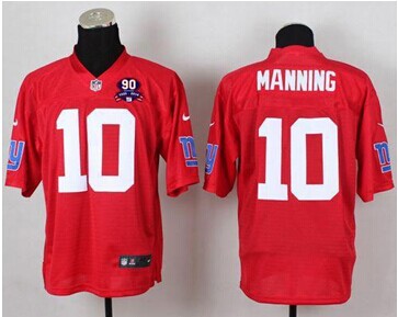 Giants #10 Eli Manning Red With 1925-2014 Season Patch QB Practice Jersey