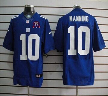 Giants #10 Eli Manning Royal Blue Team Color With 1925-2014 Season Patch NFL Elite Jersey
