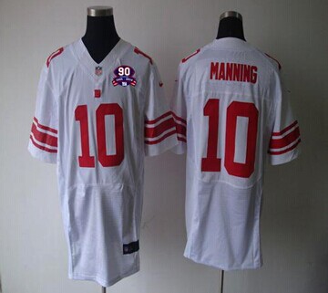 Giants #10 Eli Manning White With 1925-2014 Season Patch Jersey
