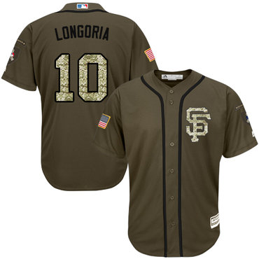 Giants #10 Evan Longoria Green Salute to Service Stitched MLB Jersey