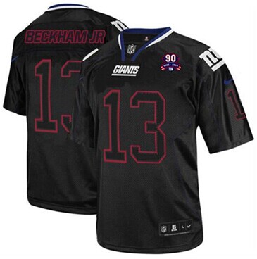 Giants #13 Odell Beckham Jr Lights Out Black With 1925-2014 Season Patch Jersey