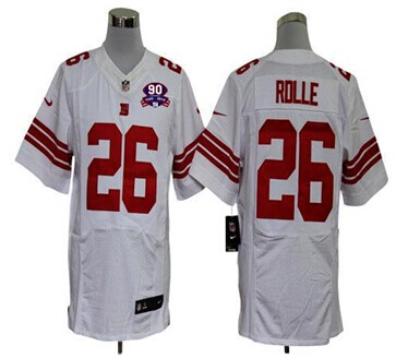 Giants #26 Antrel Rolle White With 1925-2014 Season Patch Jersey