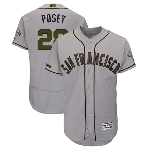 Giants #28 Buster Posey Gray Flexbase Authentic Collection 2018 Memorial Day Stitched Baseball Jersey