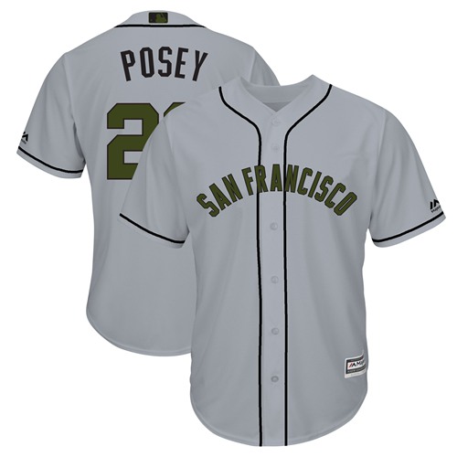 Giants #28 Buster Posey Grey New Cool Base 2018 Memorial Day Stitched Baseball Jersey