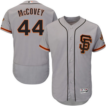 Giants #44 Willie McCovey Grey Flexbase Authentic Collection Road 2 Stitched MLB Jersey