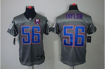 Giants #56 Lawrence Taylor Grey Shadow With 1925-2014 Season Patch Jersey