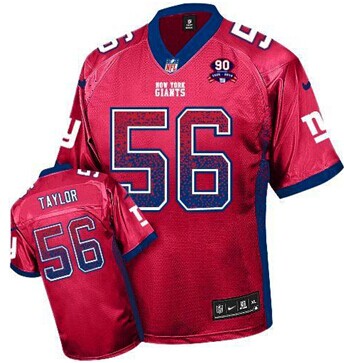 Giants #56 Lawrence Taylor Red Alternate With 1925-2014 Season Patch Drift Fashion Jersey