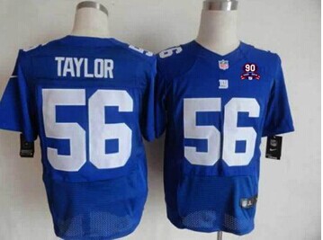 Giants #56 Lawrence Taylor Royal Blue Team Color With 1925-2014 Season Patch Jersey