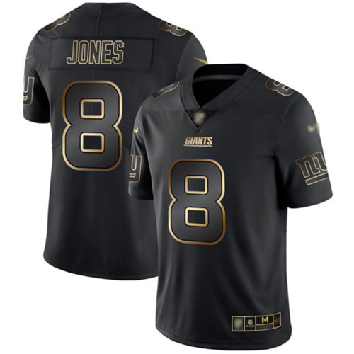 Giants #8 Daniel Jones Black Gold Men's Stitched Football Vapor Untouchable Limited Jersey