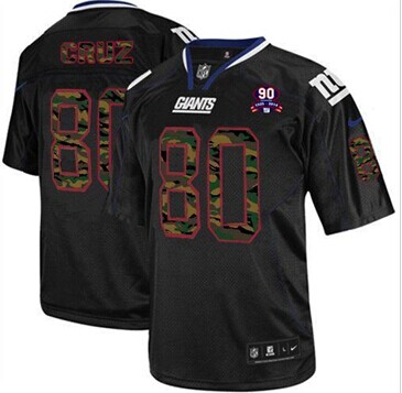 Giants #80 Victor Cruz Black With 1925-2014 Season Patch Jersey