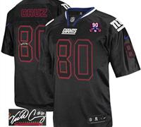 Giants #80 Victor Cruz Lights Out Black With 1925-2014 Season Patch Autographed Jersey