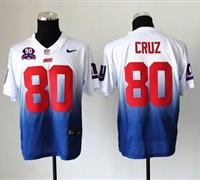Giants #80 Victor Cruz Royal Blue-White With 1925-2014 Season Patch Fadeaway Fashion Jersey