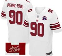 Giants #90 Jason Pierre-Paul White With 1925-2014 Season Patch Autographed Jersey