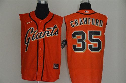 Giants 35 Brandon Crawford Orange Nike Cool Base Sleeveless Jersey
