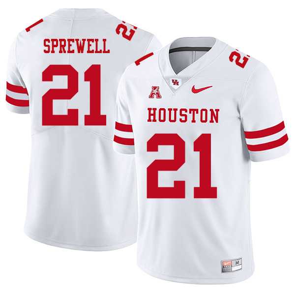 Gleson Sprewell Houston Cougars Men's Jersey - #21 NCAA White Stitched Authentic