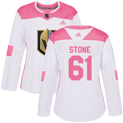 Golden Knights #61 Mark Stone White Pink Authentic Fashion Women's Stitched Hockey Jersey